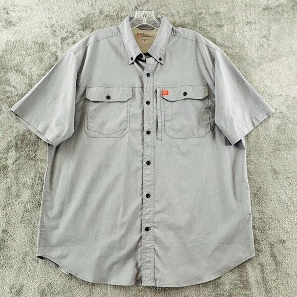 The American Outdoorsman Fishing Shirt Mens XL Gray Vented Short Sleeve Button‎ - Picture 1 of 7